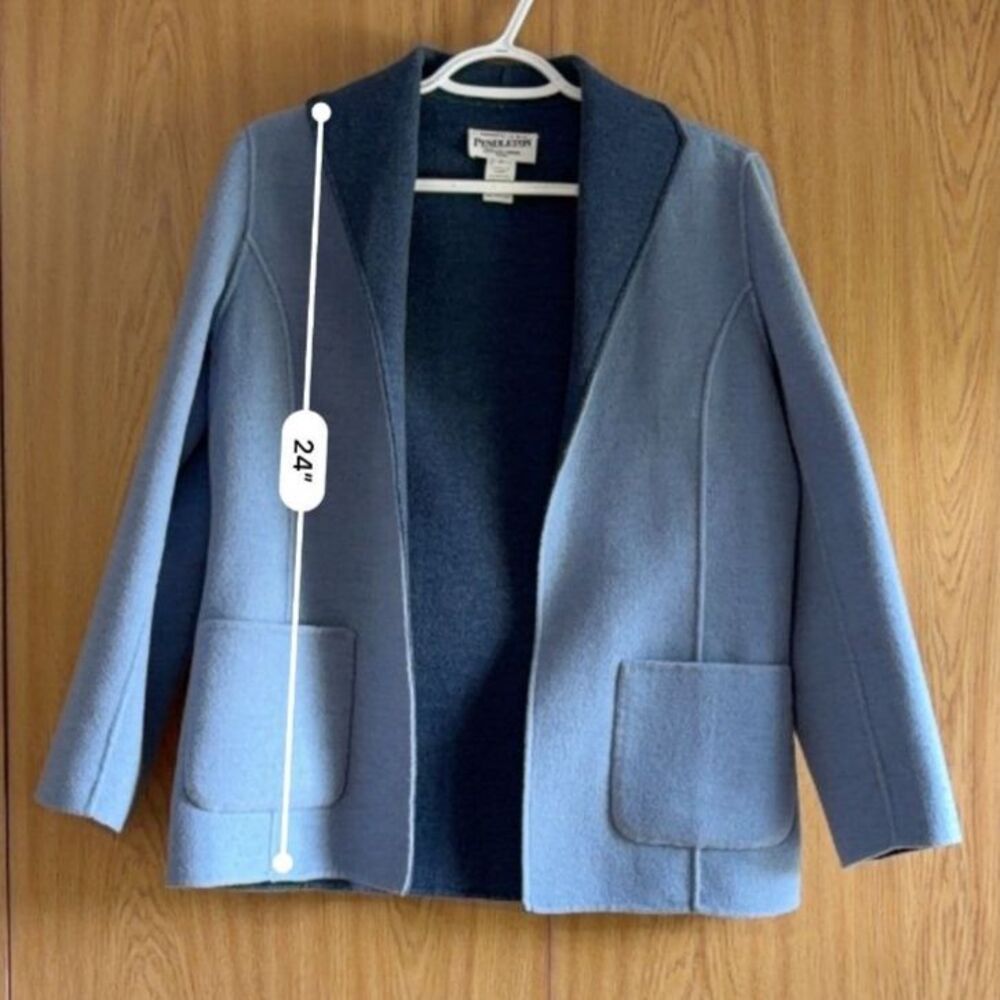 Vtg Pendleton Reversible Wool Skirt Suit Blue Merino NWT - Picture 12 of 15